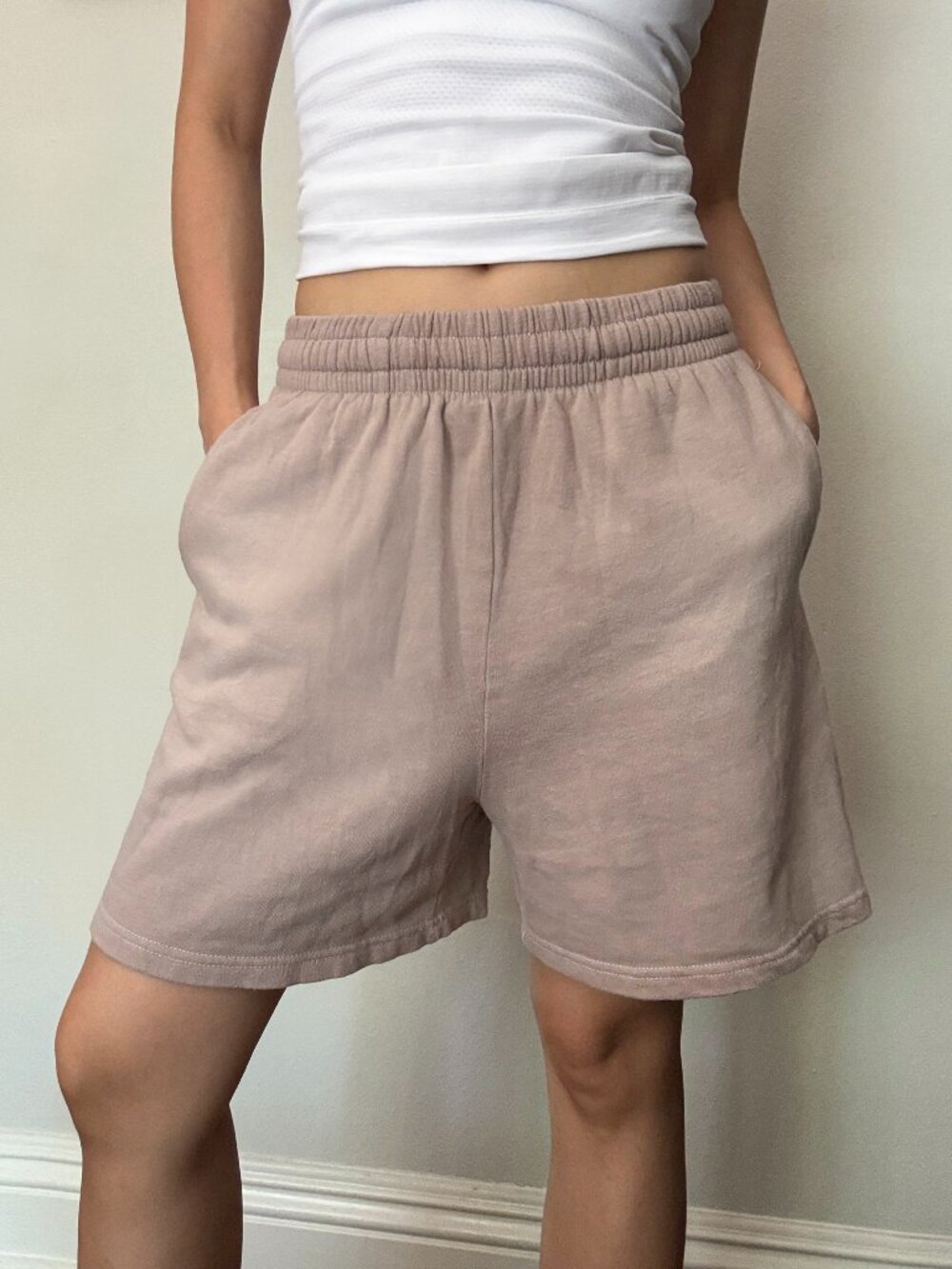 Garage Pale Muted Mauve Sweat Shorts - Size Small
